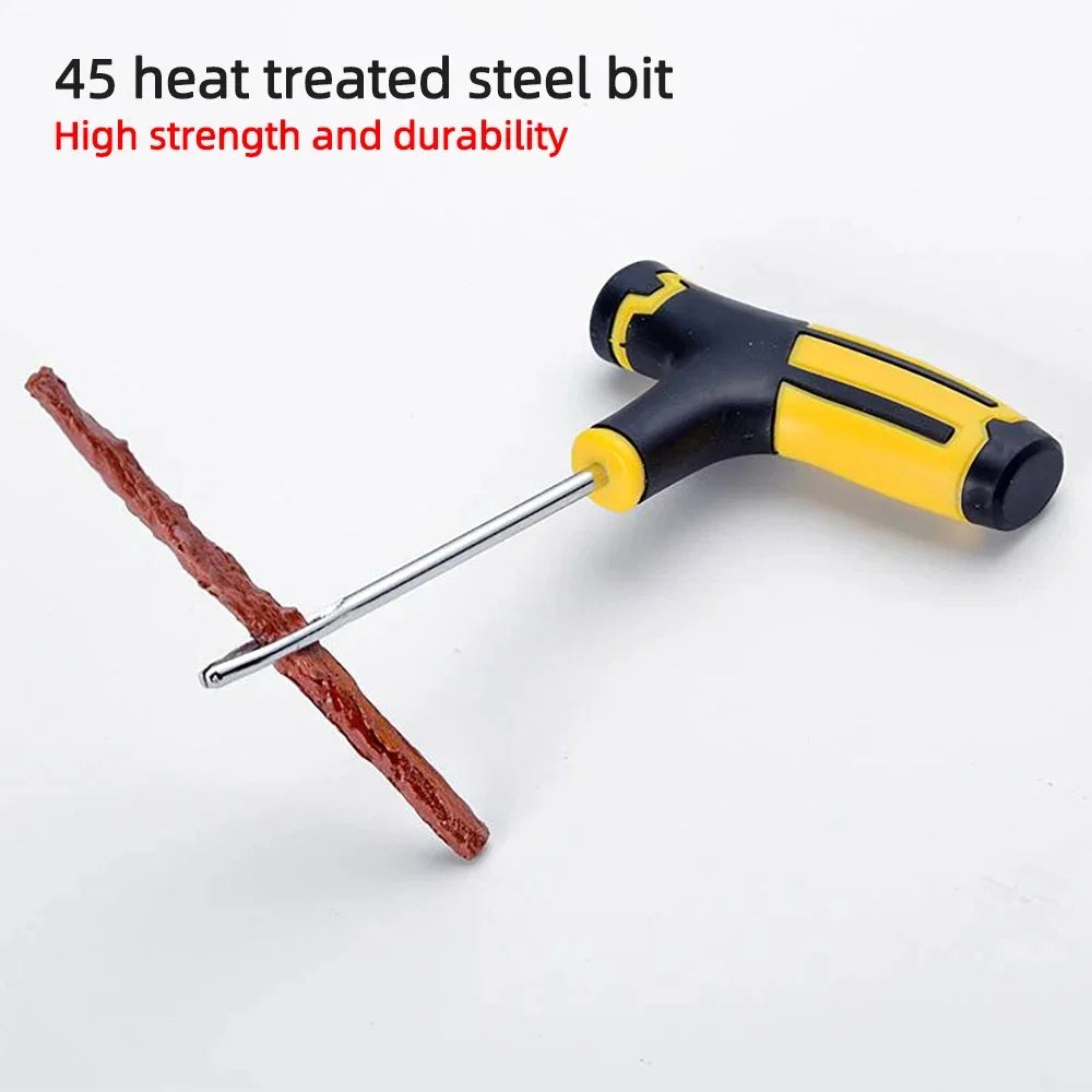 Tire Repair Kit for Car & Motorcycle: Tubeless Puncture Plug Tools with Rubber Strips, Studding Set – Auto/Bike Tire Repair Tool