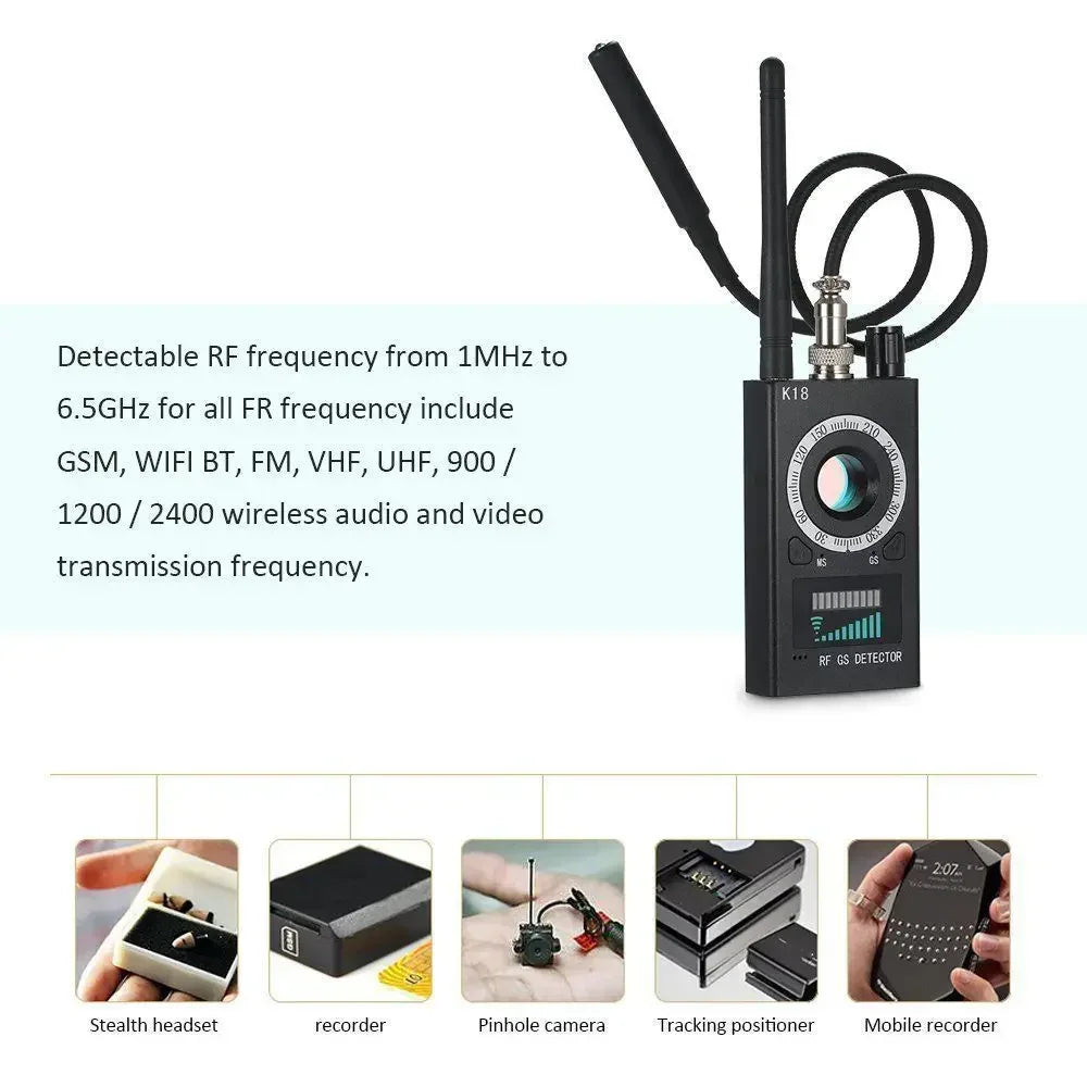 Professional Spy Camera Finder RF Scanner GPS 2-5G Wifi Signal jammer Bluetooth blocker hacking gadgets Hidden Cam/Bug Detector