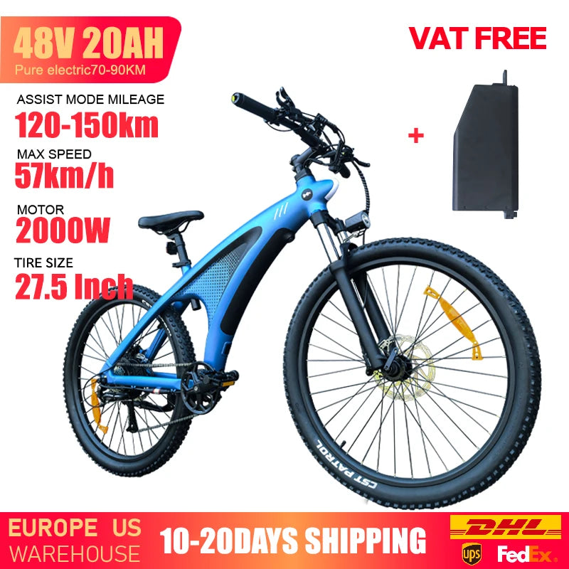 HUANCI Q5 electric bike 2000W electric dirt bike 27.5 Inch Electric Bicycle 48V20AH bike electric Mountain e bike adults ebikes