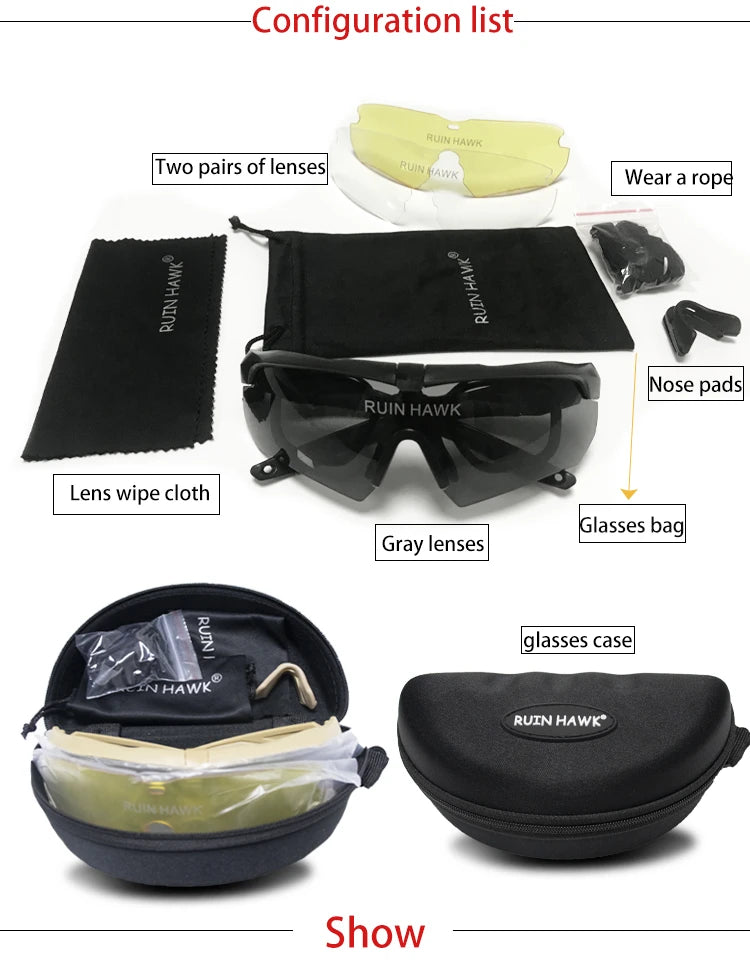 Tactical Glasses With Myopia Frame Sports Airsoft Hunting Mountaineering Goggles Shooting Military Equipment Sunglasses