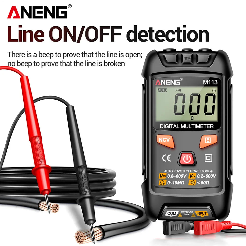 ANENG M113 Inteligent Multimeter 1999 Count Digital AC/DC Voltage Meter Ohm NCV Measuring Mini Instruments Electricity Test Tool