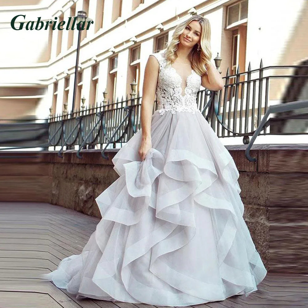 Gabriellar Charming Strapless Wedding Dresses A-line Pleat Lace Appliques Zipper Sweep Train Brautkleid De Mariee Customized