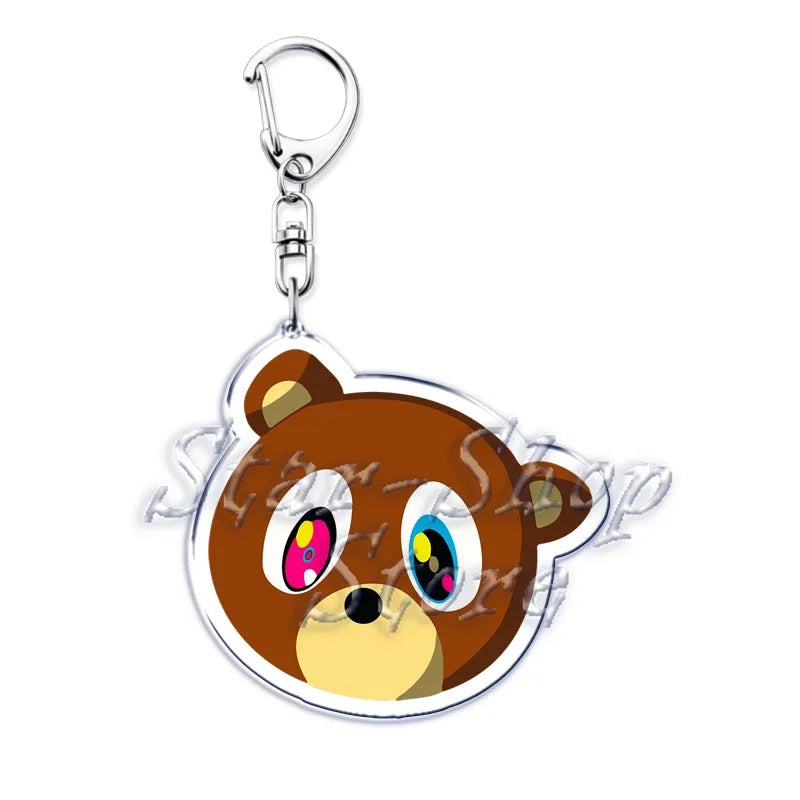 Popular Rapper YE Keychains for Accessories Bag Graduation Kanye Dropout Bear Key Chain Keyring Jewelry Fans Friends West Gifts