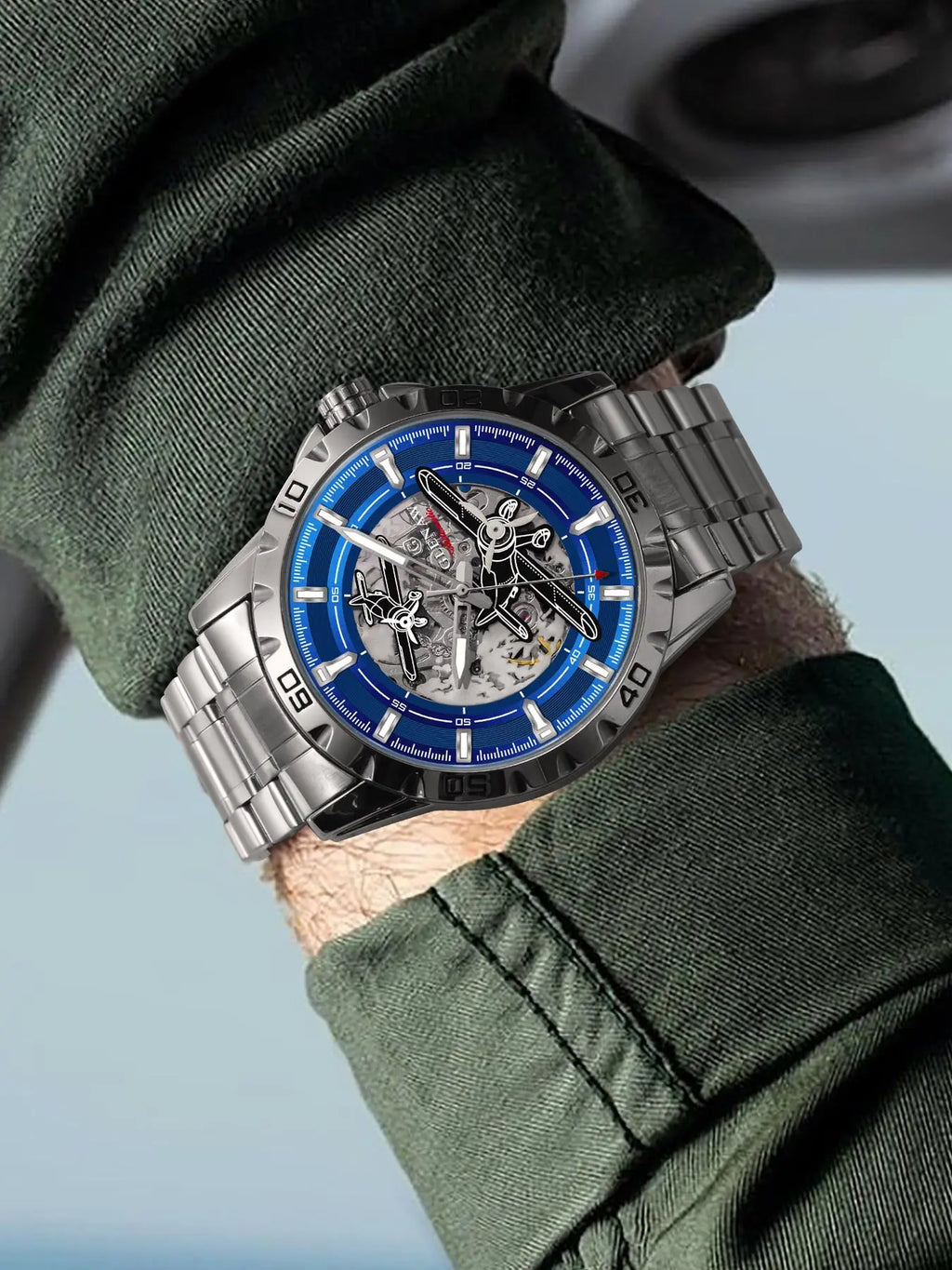 Glenaw Aircraft fully automatic mechanical men's watches, multi-color, trendy and fashionable personalized top brand watches