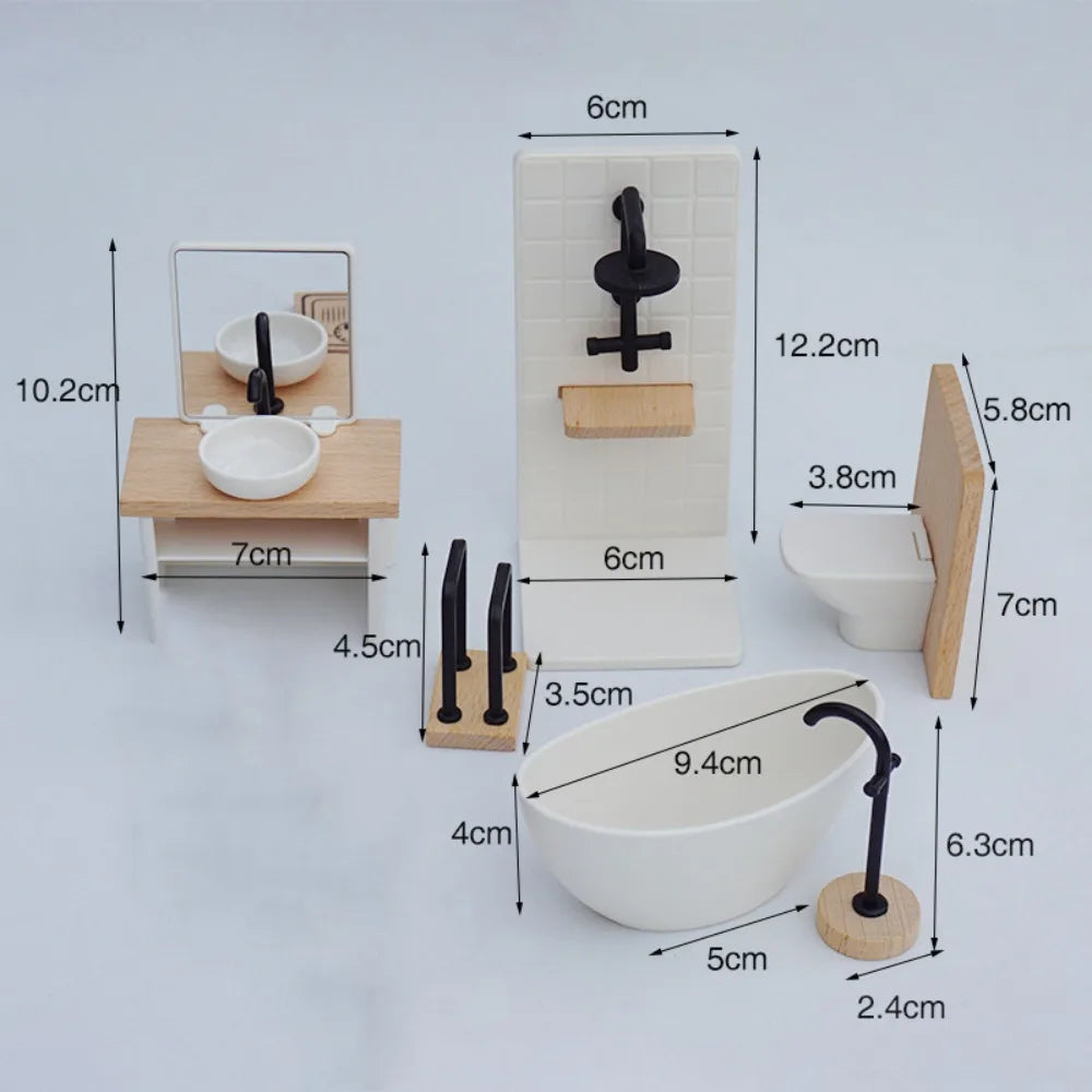 1:12 Dollhouse Simulation Bathroom Simulation White Wash Basin Dollhouse Miniature Bathroom Set Furniture Dollhouse
