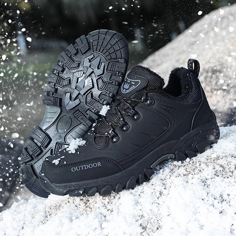 Hiking Boots Man Winter Sneakers Luxury Designer Men's Leather Boots Models Winter Shoes Anti Slip Sneakers Platform Ankle Boots
