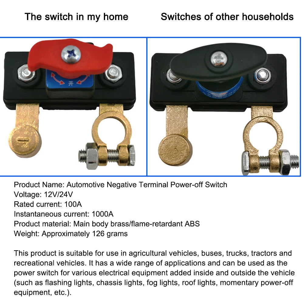 12V Car Battery Cut Off Switch Disconnect Isolator Cut-Off Power Cutoff Switch Car Remote Battery Cut Off Switch For Car Truck
