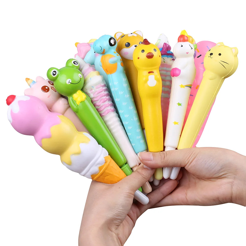 Korean Fancy Cute Fidget Pens Squishy Kawaii Gel Pen Soft Stress Relief Toys Journal Stationery Cool School Office Supply Thing