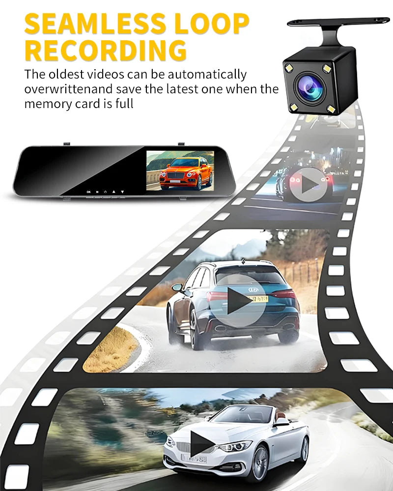 5MP Dash Cam Car Optional Dual Lens Night Vision 4.2In DVR Rearview Mirror Dash Camera Video Recorder Auto Wide-angle Camera