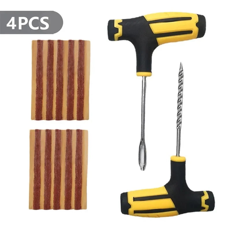 Tire Repair Kit for Car & Motorcycle: Tubeless Puncture Plug Tools with Rubber Strips, Studding Set – Auto/Bike Tire Repair Tool