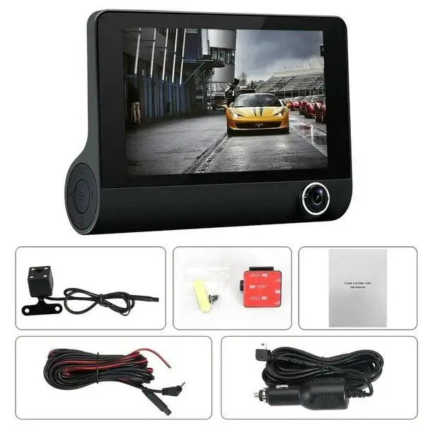 Car DVR 3 Cameras Full HD 1080P Dual Lens Car DVR Camera 4.0 inch LCD Screen with 170 Degree Rear View Loop Recording