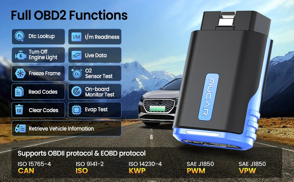 MUCAR Driverscan Automotive Diagnostic Tools Obd 2 Scanner All Cars Full System Code Reader 15 Resets Bi-Directional Scan Tool