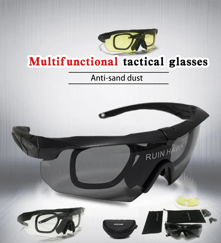 Tactical Glasses With Myopia Frame Sports Airsoft Hunting Mountaineering Goggles Shooting Military Equipment Sunglasses