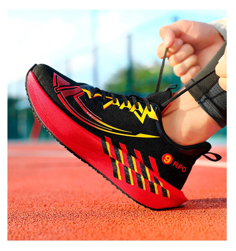 Sports and leisure shoes, men's shoes, marathon oversized air cushioned shoes, fly woven all season rubber, wear-resistant, anti