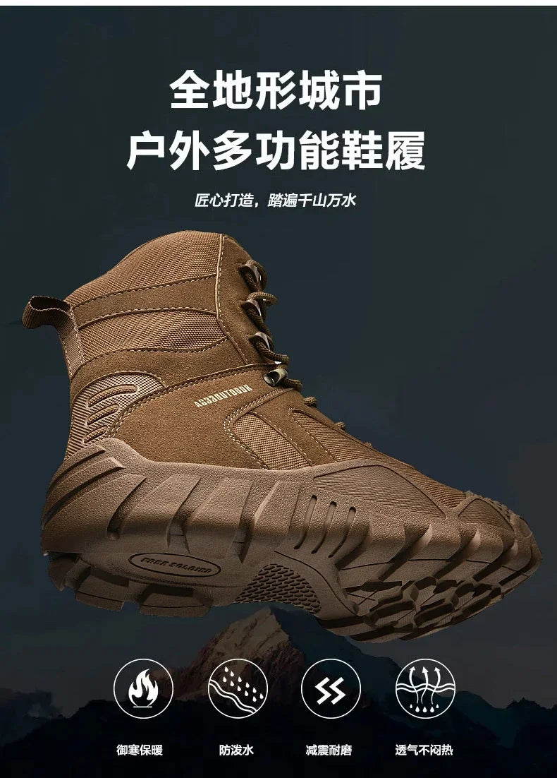 New Men Tactical Boots Lace Up Waterproof Climbing Hiking Shoes Motorcycle Training Army High Quality Hunting Unisex Desert Boot