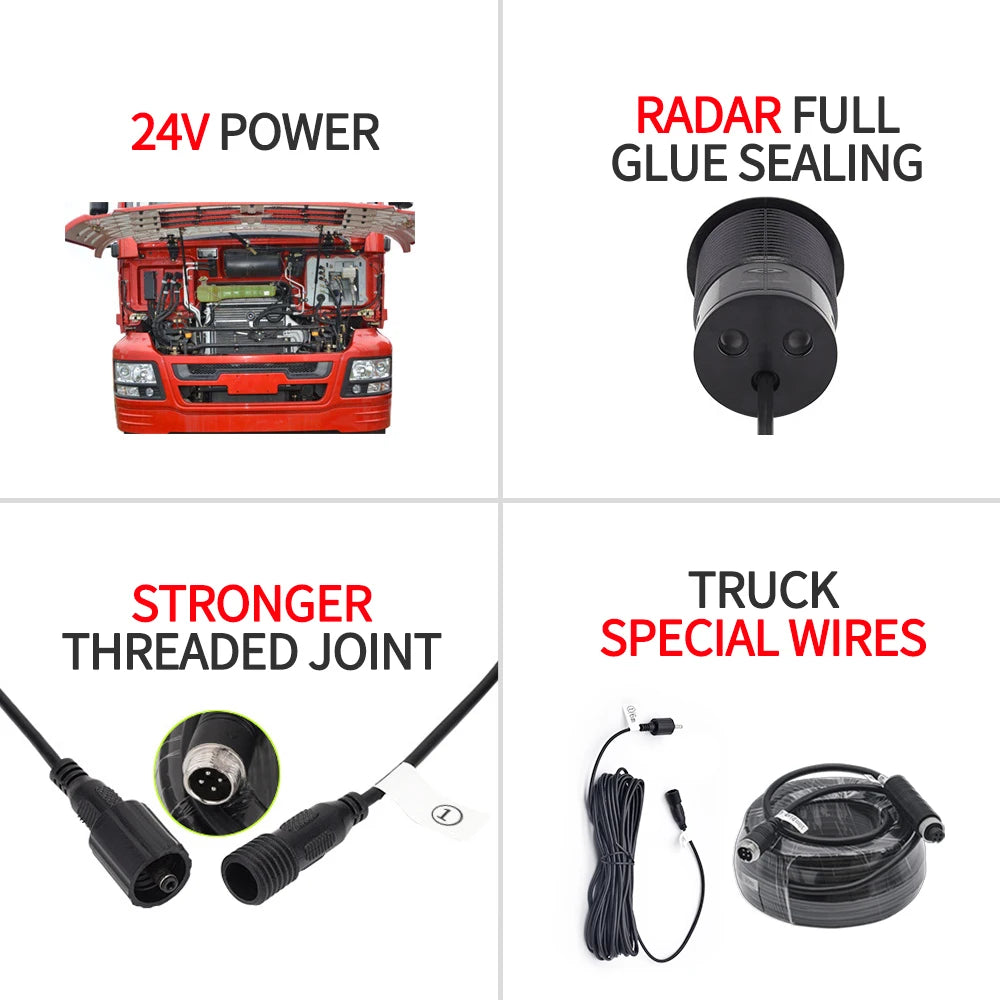 Car Parking Radar Sensor Monitor System For Truck Forklift Van Caravan Trailers Camper Bus Truck
