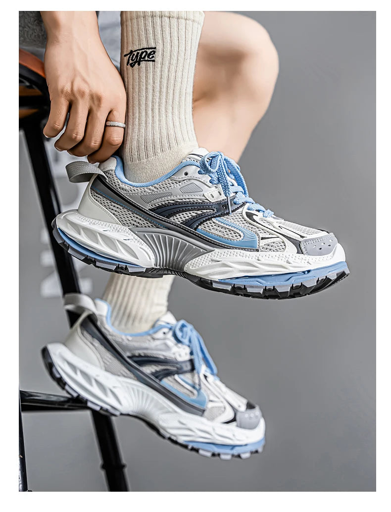Sports and leisure shoes, men's shoes, marathon oversized air cushioned shoes, fly woven all season rubber, wear-resistant, anti
