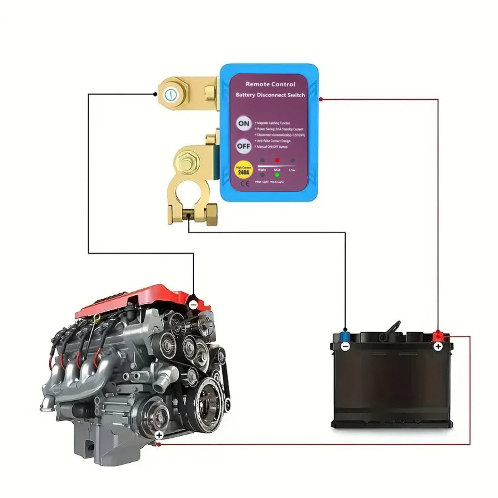 Battery Disconnect Power Switch 12V 240A Shut Off Cut Off Kill Switch With Remote Control Switch For Car Truck