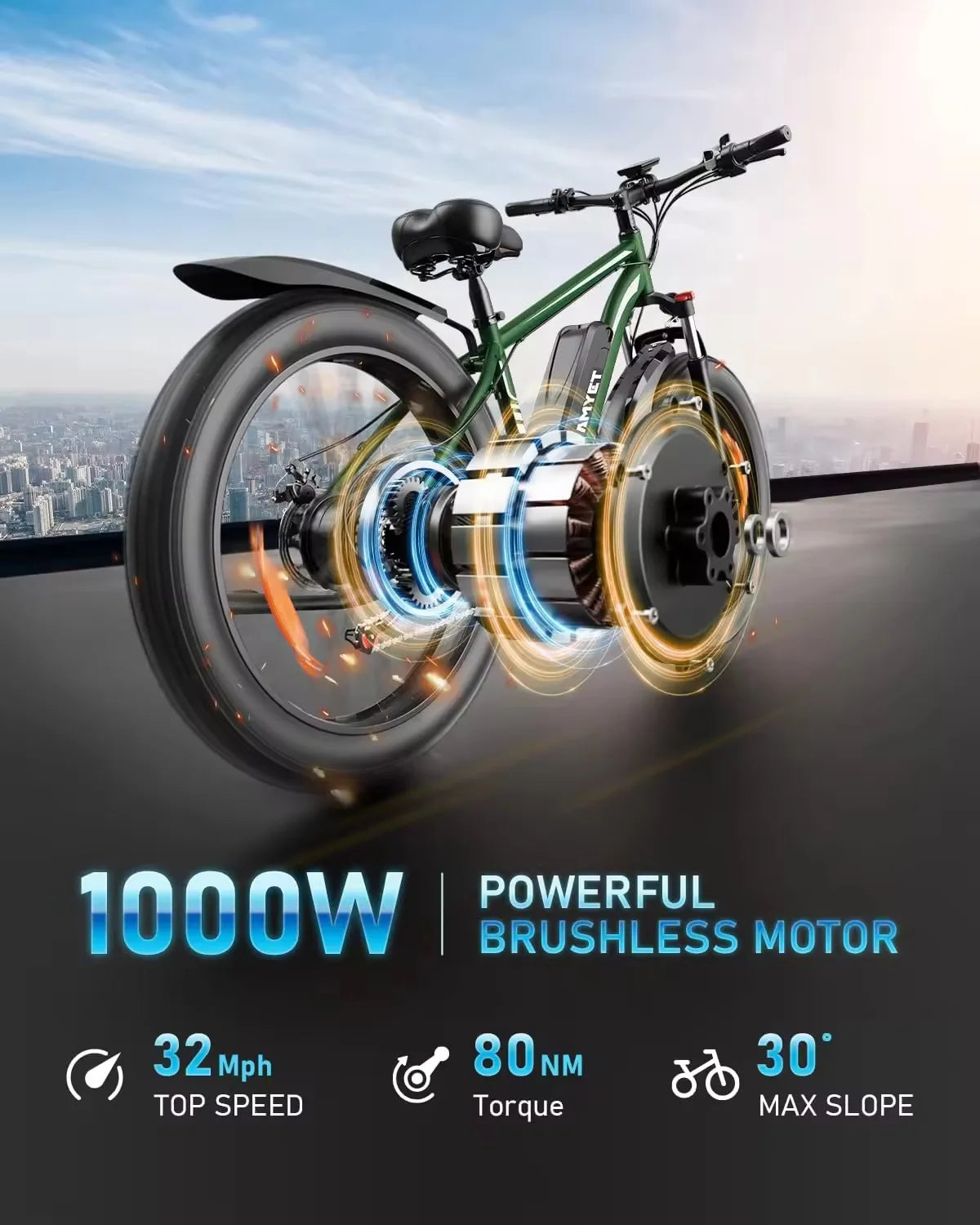 New Electric bicycle 26-inch 1000W 48V 15AH lithium battery electric bike, the first choice for smooth and comfortable travel