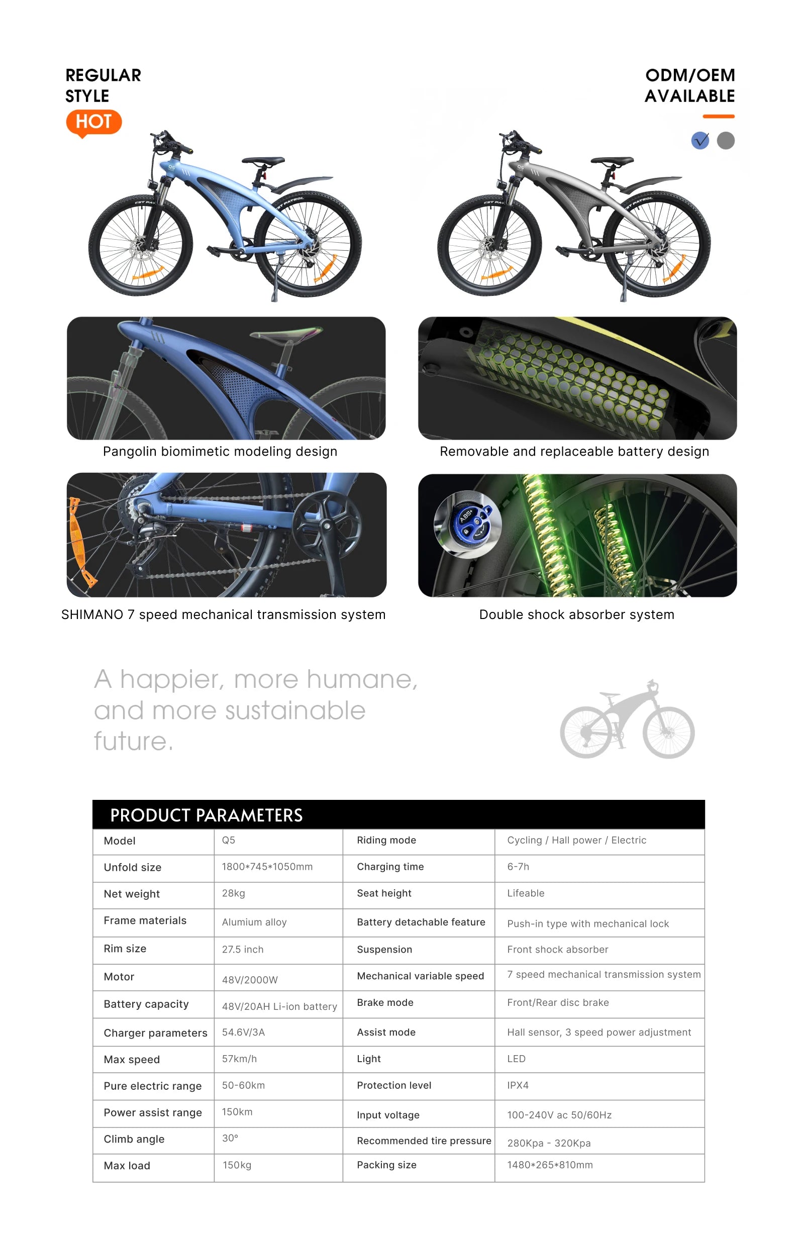 HUANCI Q5 electric bike 2000W electric dirt bike 27.5 Inch Electric Bicycle 48V20AH bike electric Mountain e bike adults ebikes