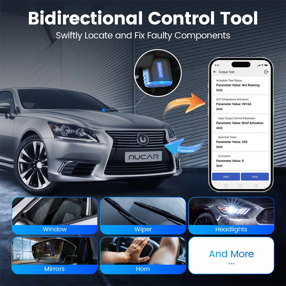 MUCAR Driverscan Car Diagnostic Scanner Full System Car Code Reader 15 Reset Bidirectional Control OBD2 Scanner