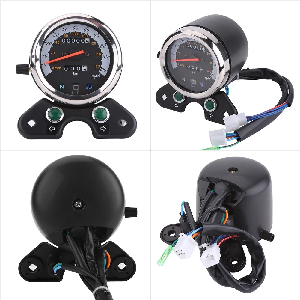 Motorcycle Speedometer Speedometer  Meter Universal Motorcycle Dual Odometer Speedometer  Meter Gear Digital Display