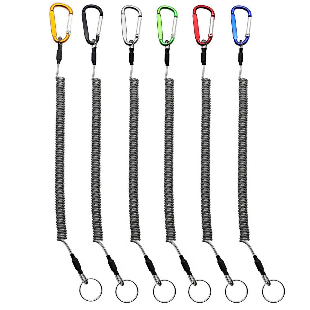Keychains Anti-lost Rope Retractable with Keyring Carabiner Theftproof Coiled Spring Fishing Pliers Anti-lost Safety Lanyard