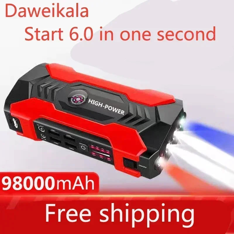 Car Jump Starter Starting Device - 12V 98000mAh Power Bank Jumpstarter, Auto Booster, Emergency Charger, and Jump Start Tool