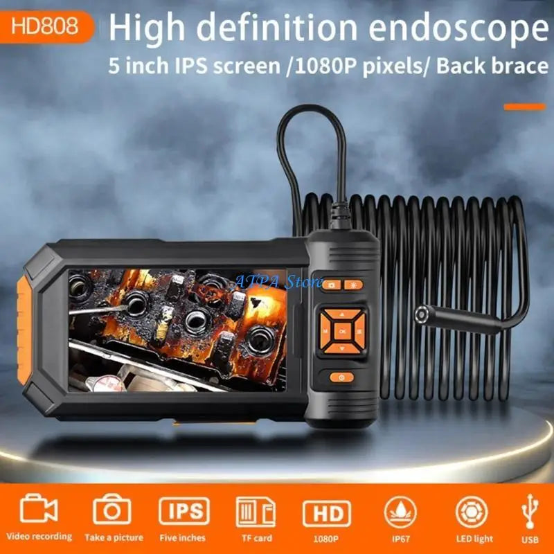 U13C Industrial Endoscope Camera Double Lens Car Inspection Borescope Waterproof LEDs
