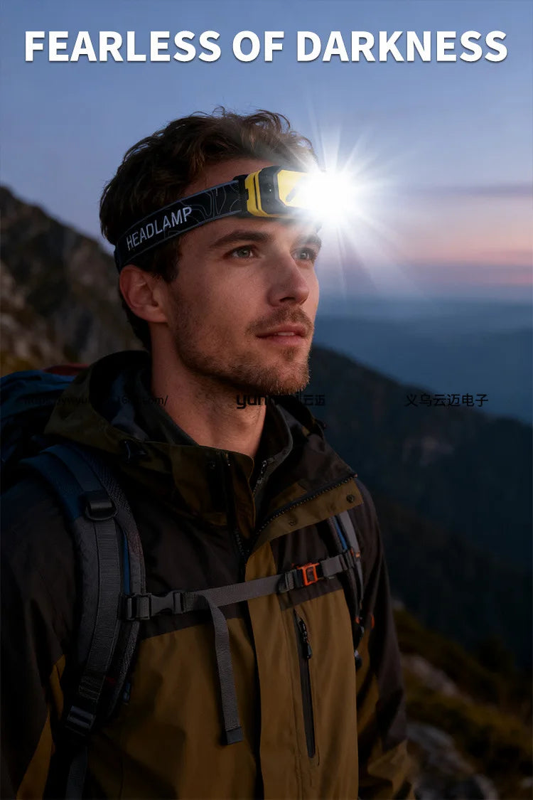 LED Induction Headlight, Can Be Used As Portable Running Light with Cap Clip RGB Ambient Light, Multi-light Source