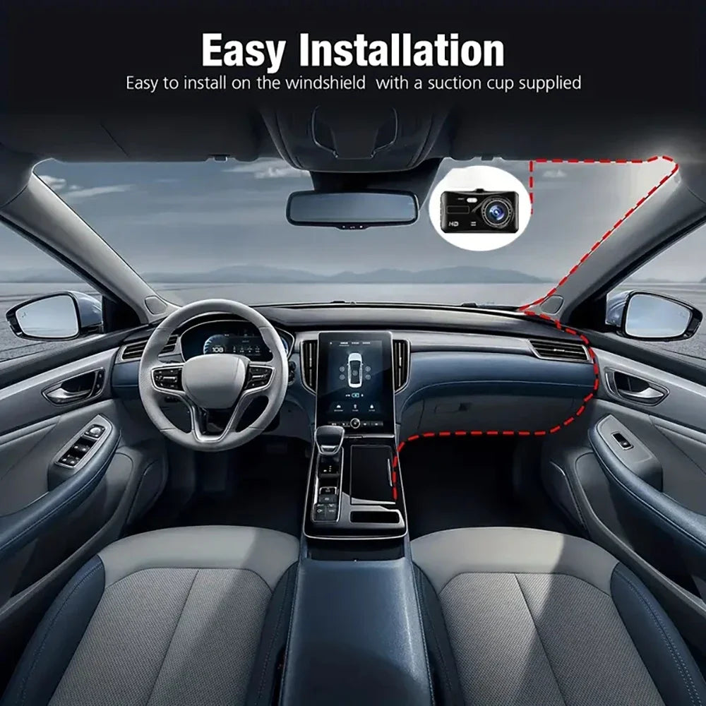 Dual Lens 1080P HD for Cars 4inch Touch Screen Dash Cam Car DVR Video Recorder Front and Rear View Camera for Vehicle Black Box