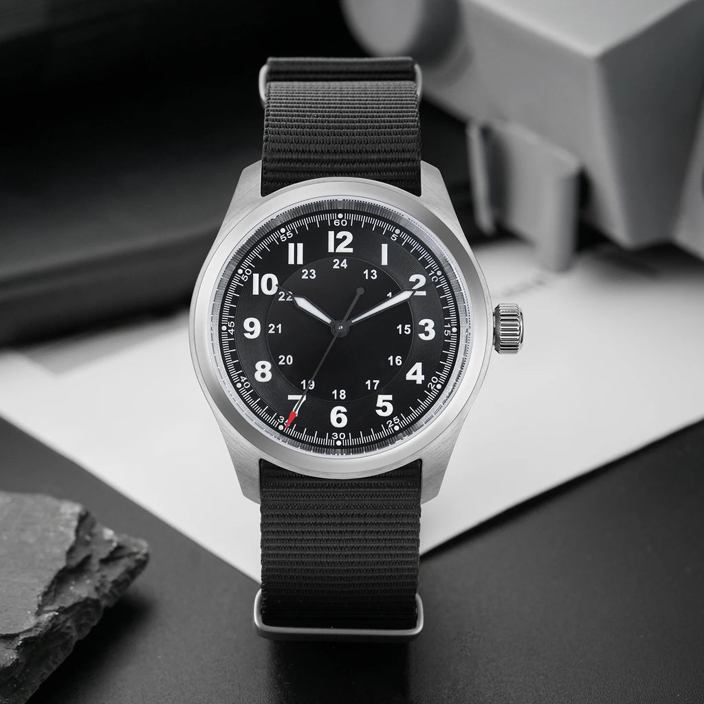 Militado ML08 Men Military Watch VH31 Quartz Movement Sapphire Luminous Waterproof Watches 38mm Vintage Stainless Steel Watch