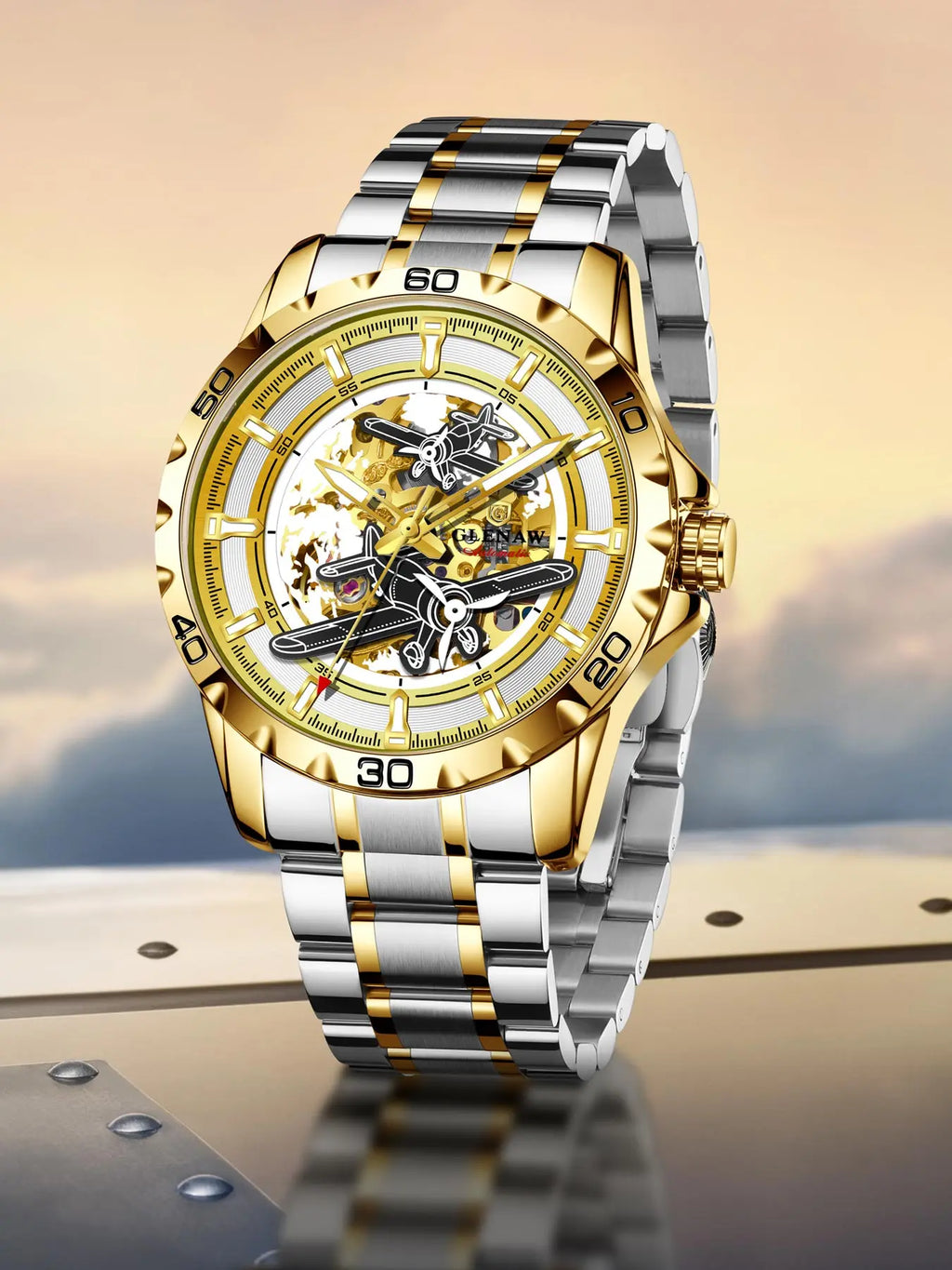 Glenaw Aircraft fully automatic mechanical men's watches, multi-color, trendy and fashionable personalized top brand watches