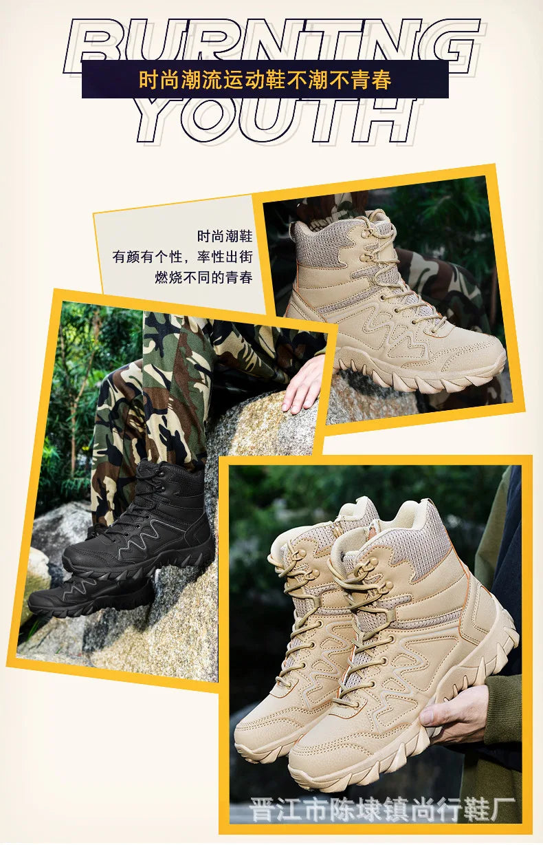 Tactical Man's Boots Waterproof Desert Military Hunting Hiking Men's Shoe Unisex Army Boots Safety Ankle Climbing Boots for Man