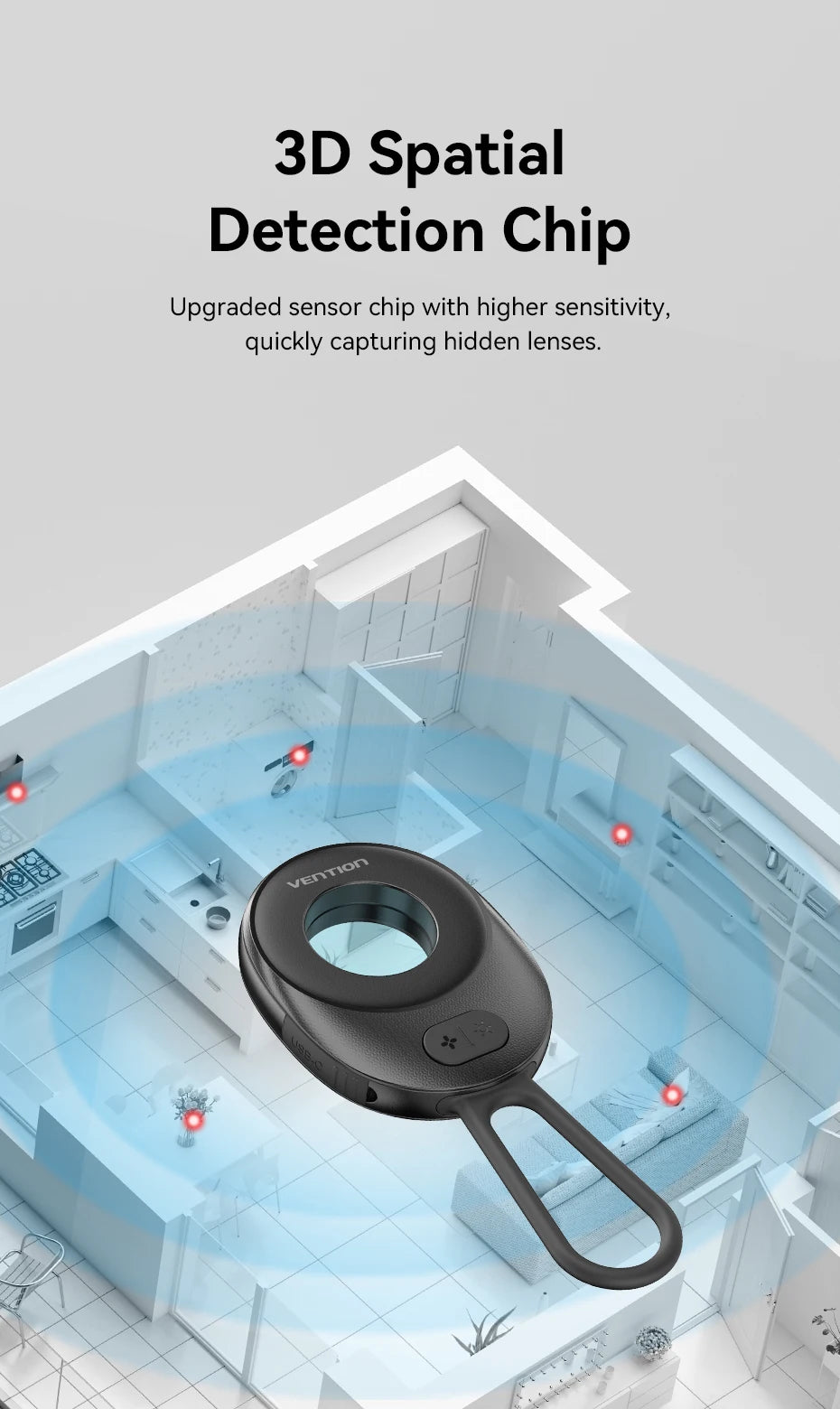 Vention Camera Detector Intelligent Hidden Camera Signal Security Alarm Anti Spy Candid Peeping Protection Detector ﻿