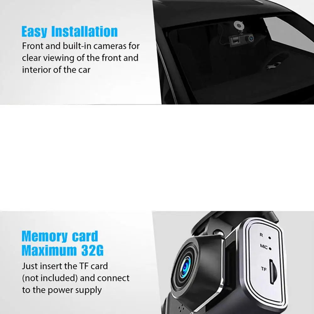 Dashboard Camera For Cars 1080P Double Lens Dashboard Camera Car Video High Definition Car Security Camera Night Driving