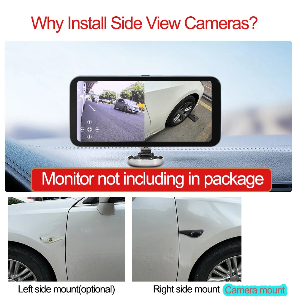 Carsanbo Car Side View Dual Lens Camera Vehicle Side View Camera For Universal Sedan AHD Car Camera Only Work For 1080P Monitor