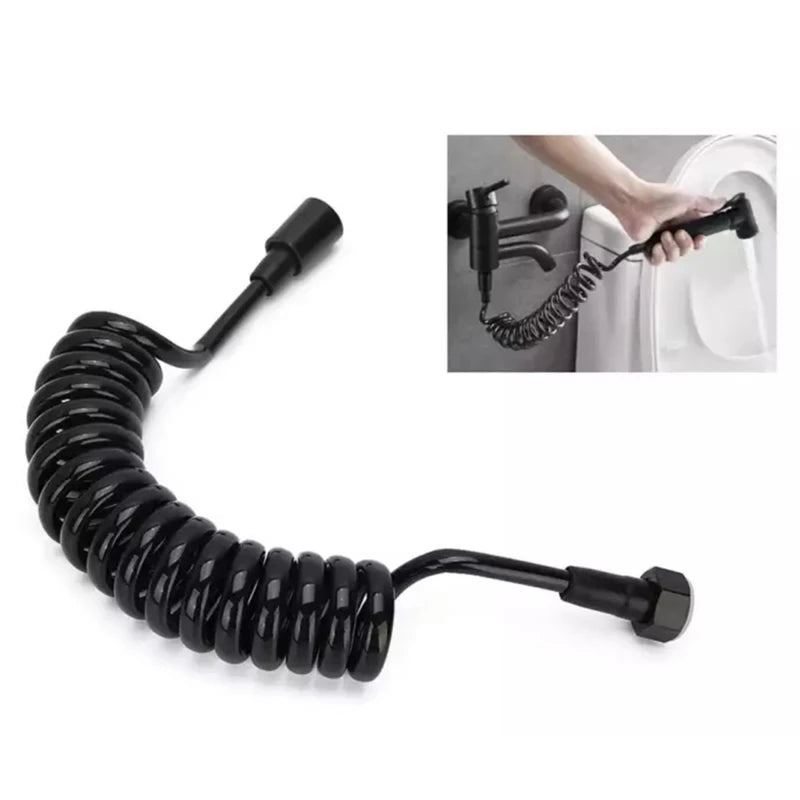 Bathroom Shower Plumbing Hoseswasher Toilet Spray Gun Telephone Wire Telescopic Spring Black White Tube Hose Bathroom Supplies