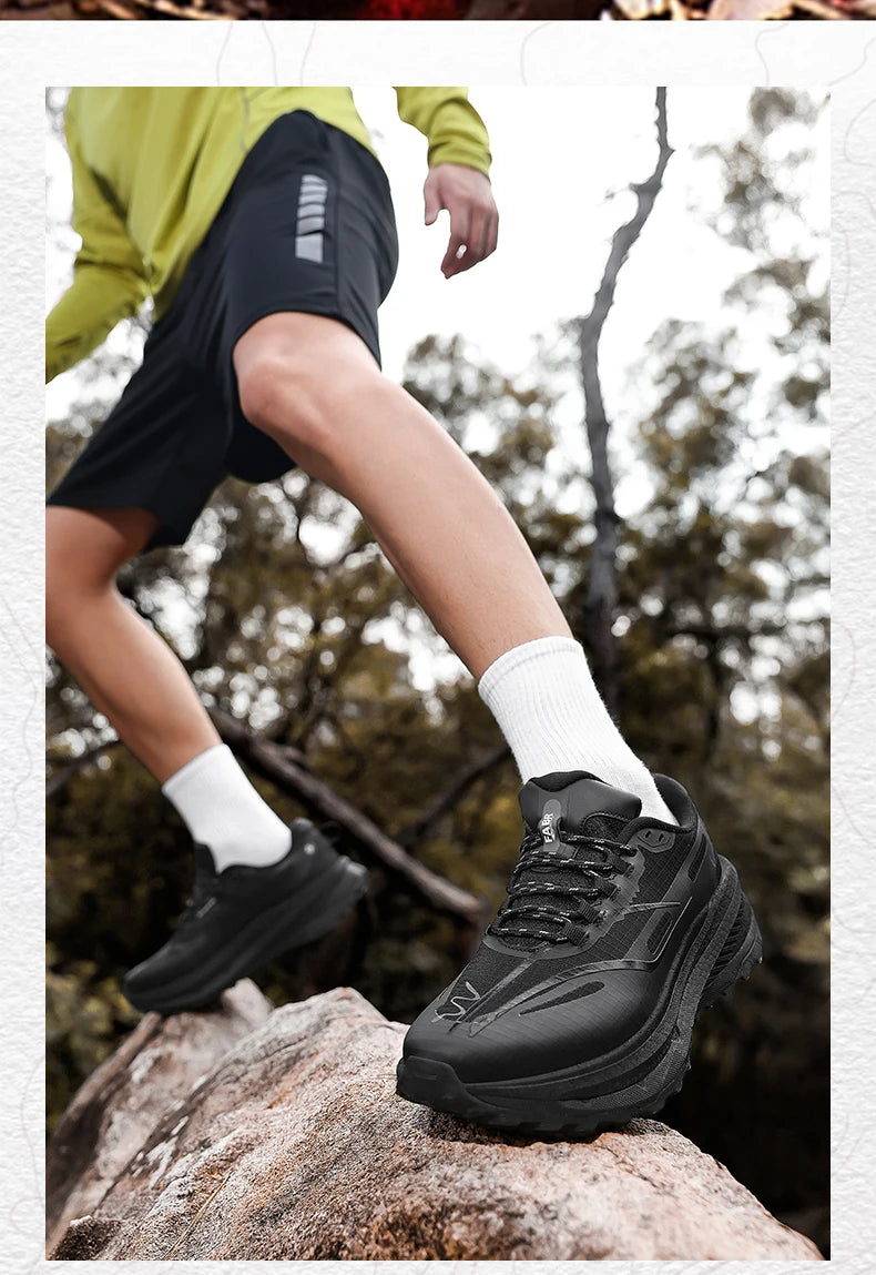 Sports and leisure shoes, men's shoes, marathon oversized air cushioned shoes, fly woven all season rubber, wear-resistant, anti