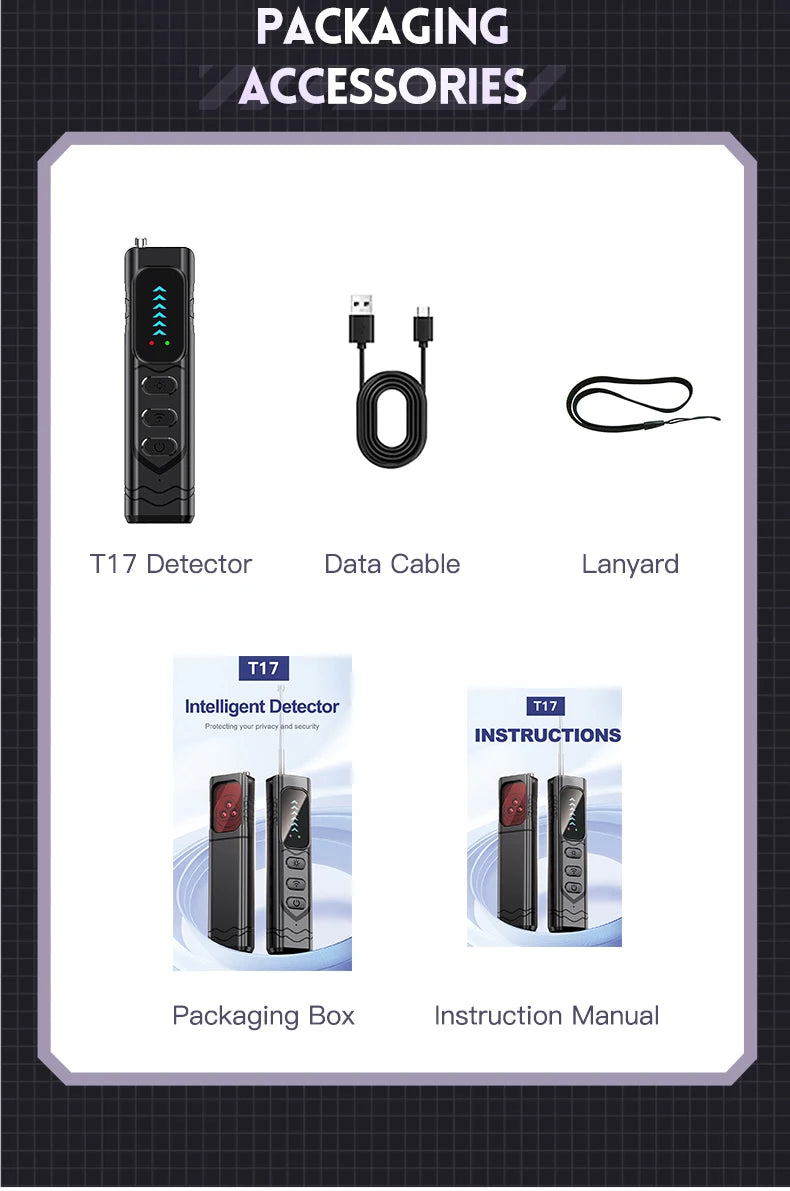 T17 Anti Camera Detector Upgraded Anti Spy Gadget GPS Tracker Finder Bug Detector Wireless RF Signal Infrared Scanner