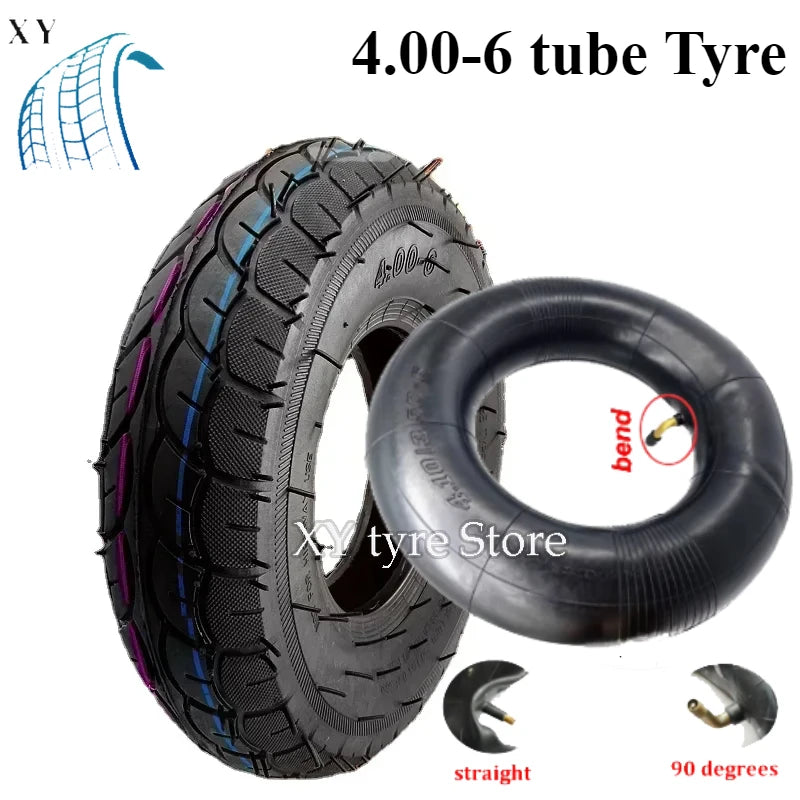 4.00-6 Tire 4.00-6 Straight/Bent Valve Inner Tube Outer Tyre for Trolley Go Kart Electric Vehicle Electric Scooter Tire