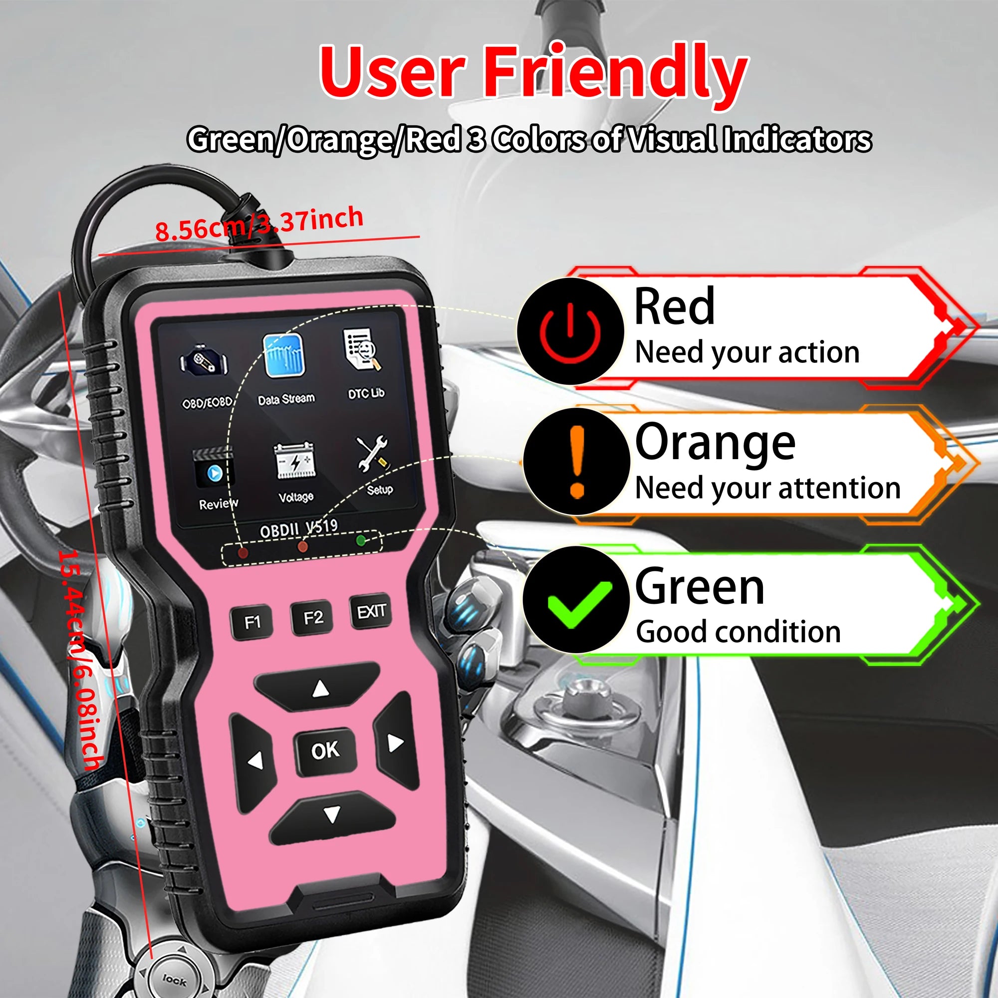 V519 Car Diagnostic Scanner - 10-Second Fast Fault Code Reader, Suitable for 99% of Vehicles (Obd2/Eobd), Easy to Operate for Mechanics, Single-Click Diagnostics, Multi-Language Support, Suitable for Home Garages and Auto Rep
