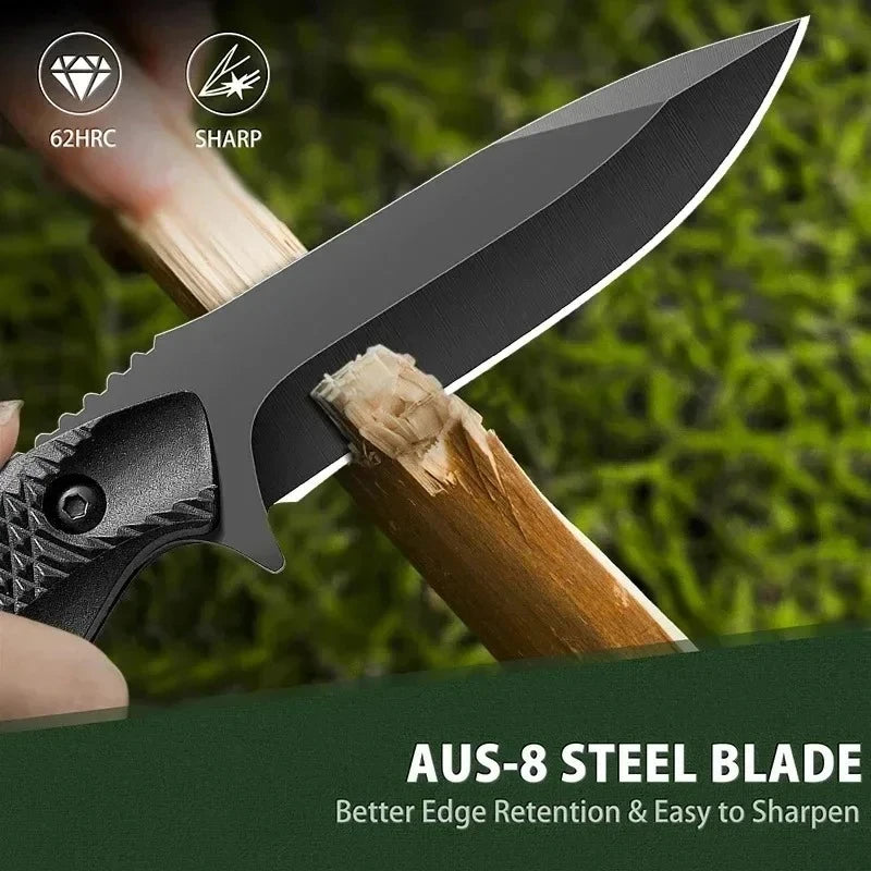 High Hardness Camping Hunting Butcher Knife for Cutting Meat Outdoor Hiking Portable Practical Fixed Blade Knives with K Sheath