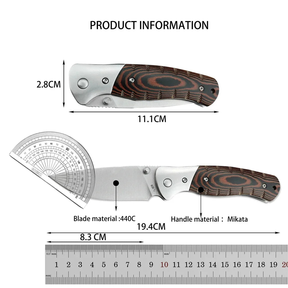 Hunting Knife with Sheath - BK-853 Fixed Blade knives, D2 Steel & G10 Handle for Camping, Survival, EDC Tactical Tool