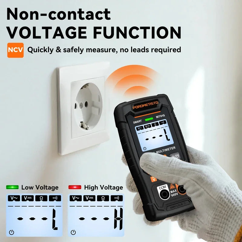 MT01S Digital Multimeter 4000 Counts Smart Auto-Range AC/DC Voltage Resistance Continuity Test Profesional Electrician Tester