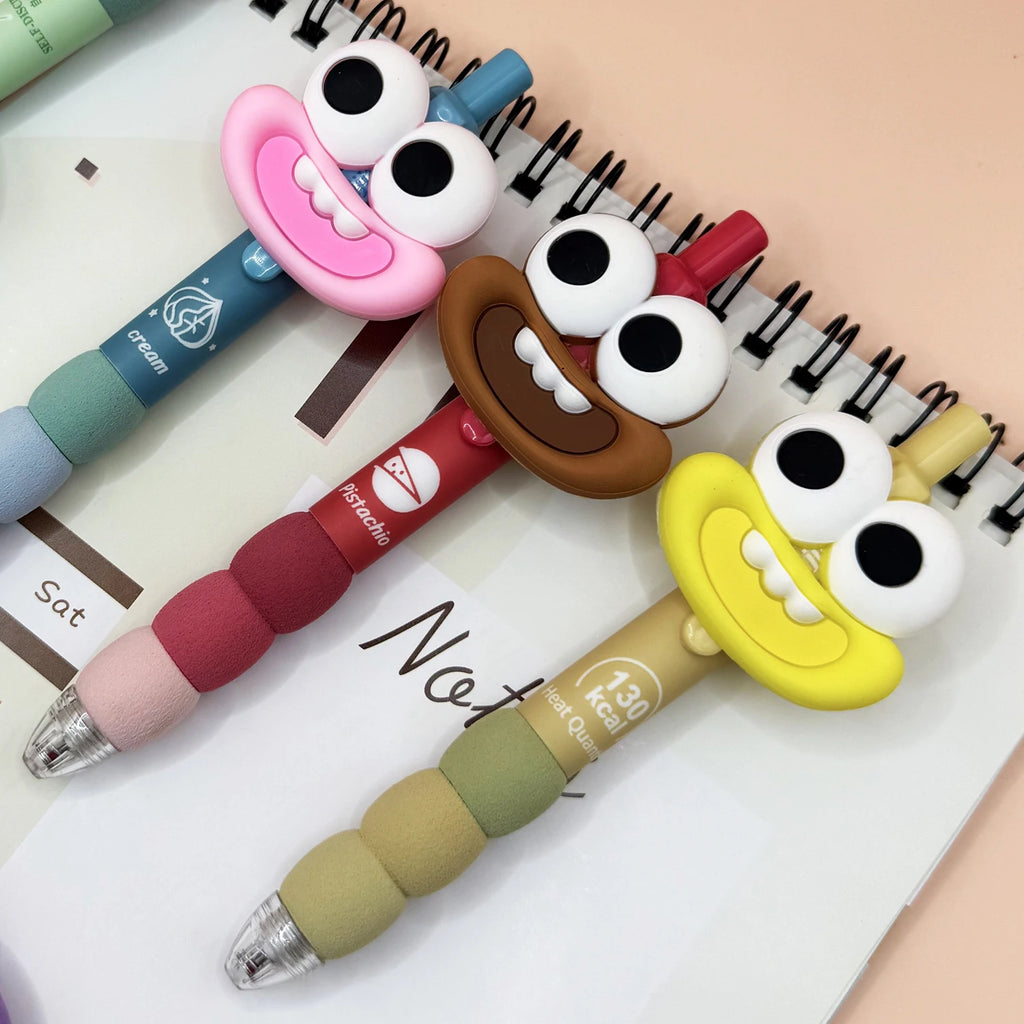 5 cute and creative ballpoint pens, black 0.5mm fine-tipped pens, suitable for school, office, and as a student gift.