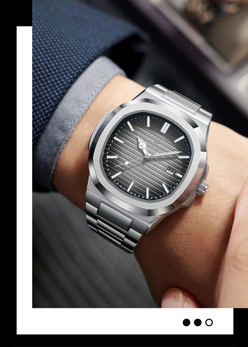 2025 New Luxury Military Man Watch Square Waterproof Luminous Date Week Men Watch Stainless Steel Quartz Men's Watches Reloj+box