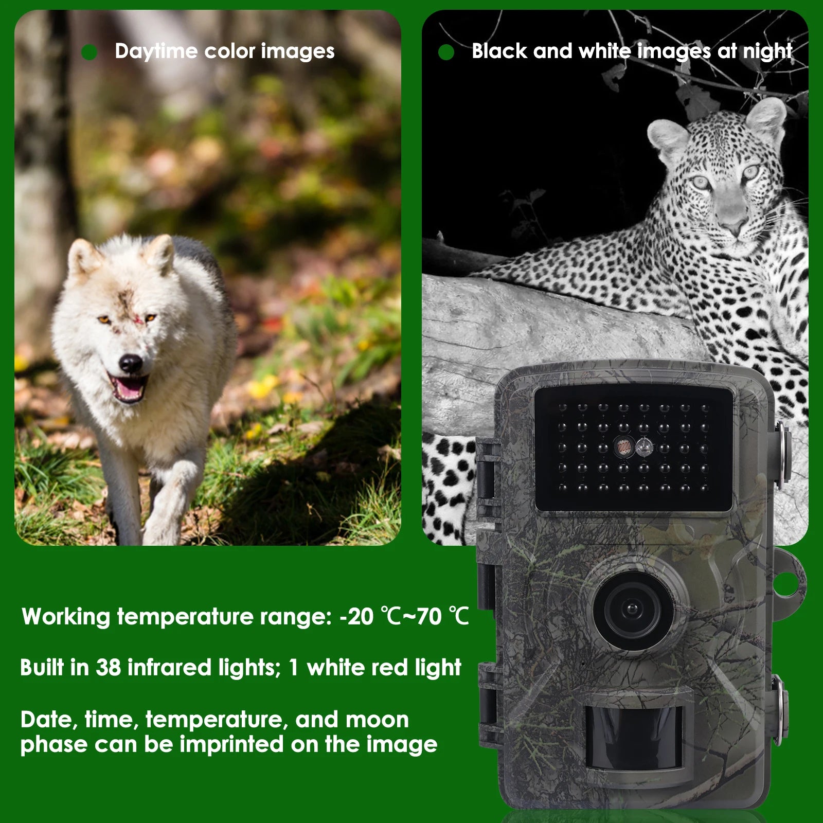 Trail Camera Infrared Sensor IP66 Waterproof Wildlife Monitoring Camera with Night Vision 90 Degree Angle Outdoor Trail Cameras