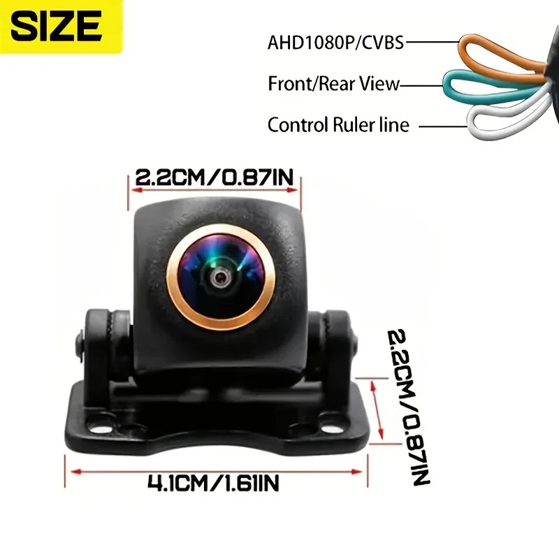 170° Fish-Eye Lens AHD 1080P/CCD Car Camera, Front, Side, And Rear Views, Compatible with All Vehicles, Without Battery