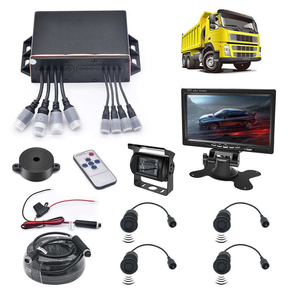 Car Parking Radar Sensor Monitor System For Truck Forklift Van Caravan Trailers Camper Bus Truck